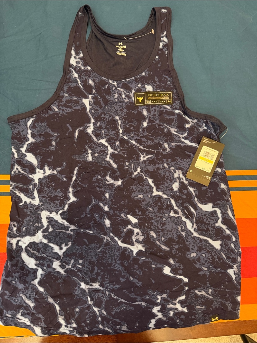 Under Armour Project Rock Black & White Marble Tank Top